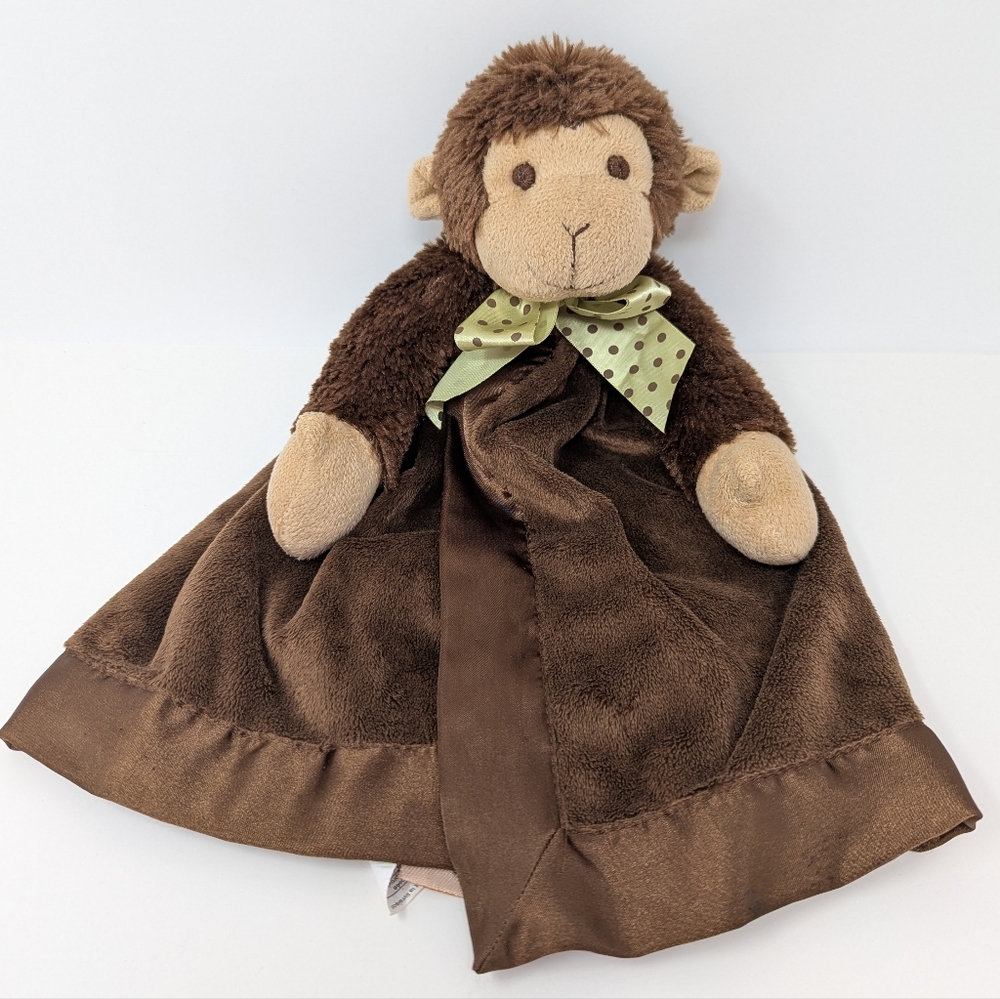 Bearington Baby Lovey Monkey Brown Green Bow